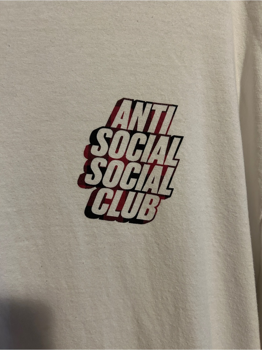 Anti Social Social Club White Long Sleeve Tee with Black and Maroon Logo